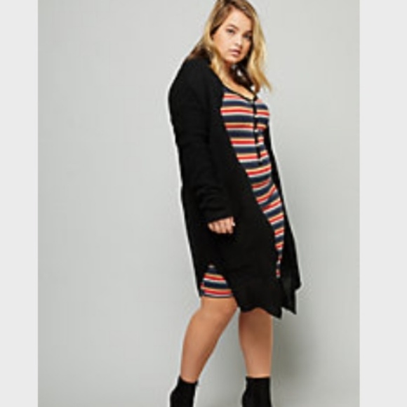 Moral Fiber Sweaters - [Moral Fiber] Black Open Front Waffle Cardigan